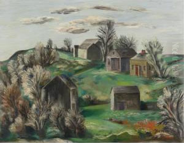 Gray Landscape Oil Painting by Bror Julius Olsson Nordfeldt