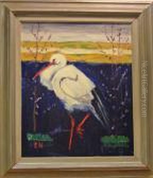 Stork. Oil Painting by Ernst Norlind