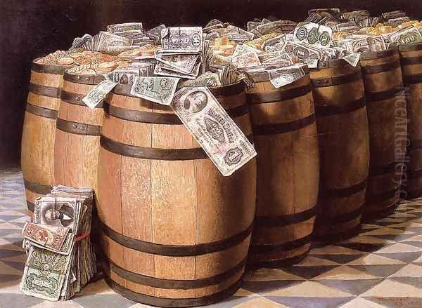 Money to Burn Oil Painting by Victor Dubreuil
