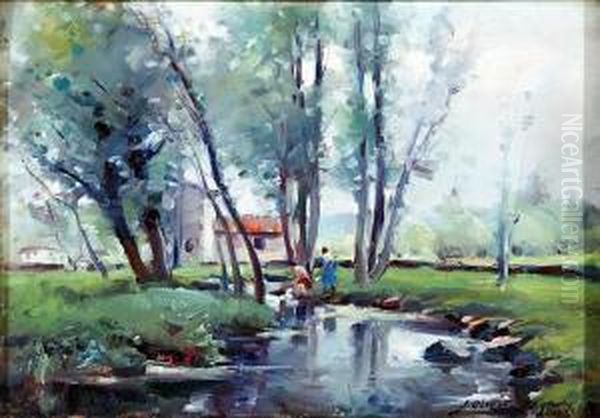 Les Rentadores Oil Painting by Jose Olivet Legares