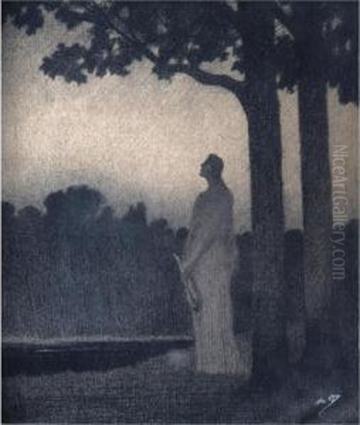 Reverie Au Clair De Lune Oil Painting by Alphonse Osbert