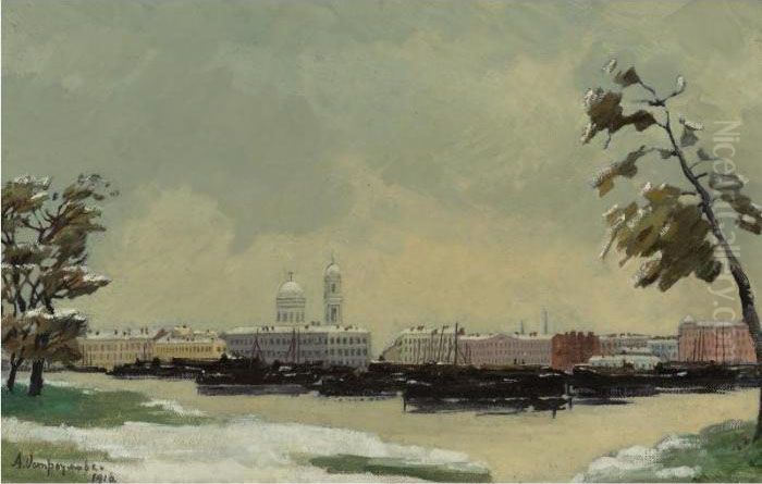View Of St. Petersburg Oil Painting by Anna Petrovna Ostroumova-Lebedeva