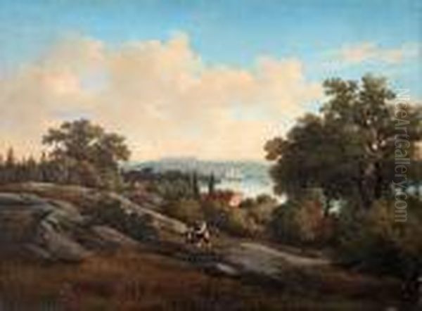 View From Djurgarden, Stockholm Oil Painting by Gustaf-Wilhelm Palm