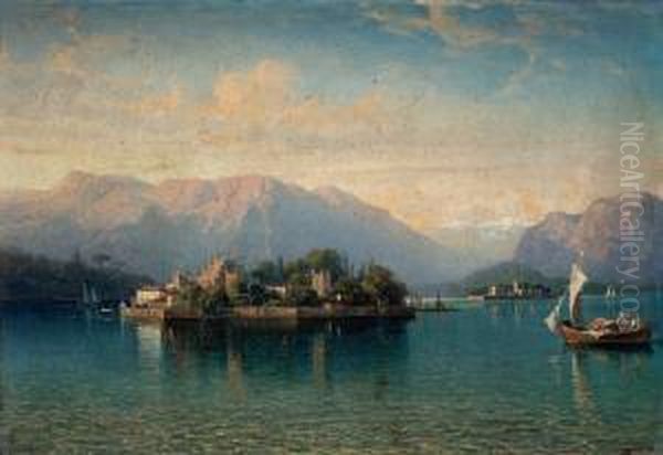 Lago Maggiore, Con Isola Bella Oil Painting by Gustaf-Wilhelm Palm