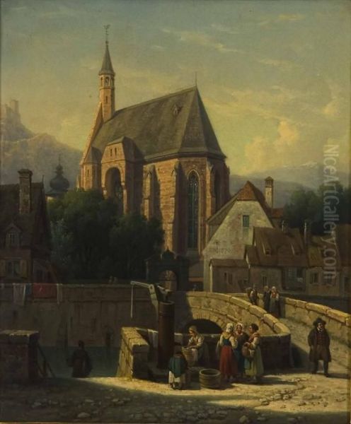Motiv Fran Staden Modling Oil Painting by Gustaf-Wilhelm Palm