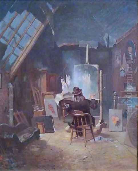 Samuel Marsden Brookes in His Studio Oil Painting by Edwin Deakin