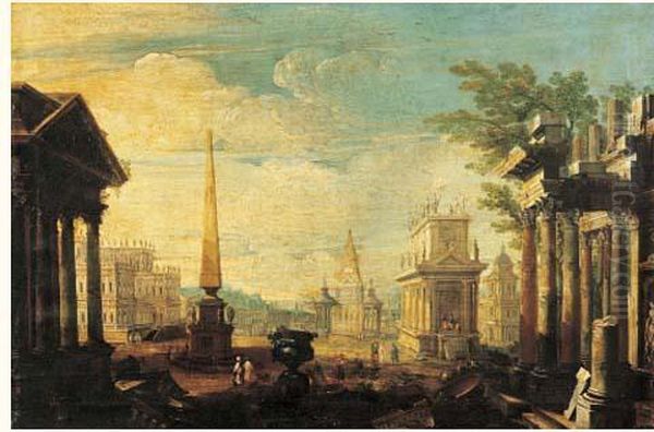 Vue Imaginaire Du Forum Romain Oil Painting by Pietro (Il Mirandolese) Paltronieri