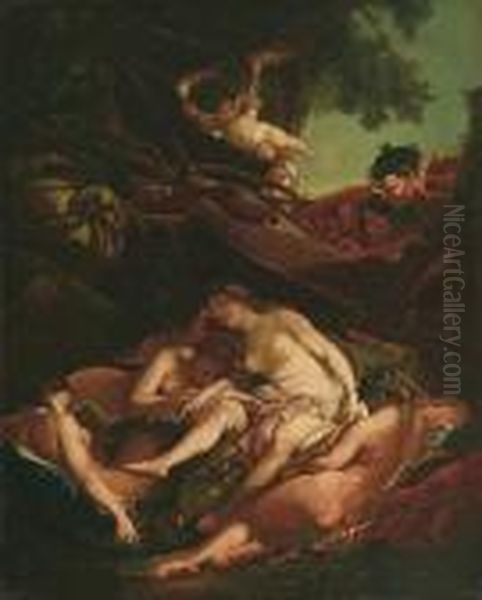 Ninfe Con Satiri Oil Painting by Michele Da Parma (see Rocca)