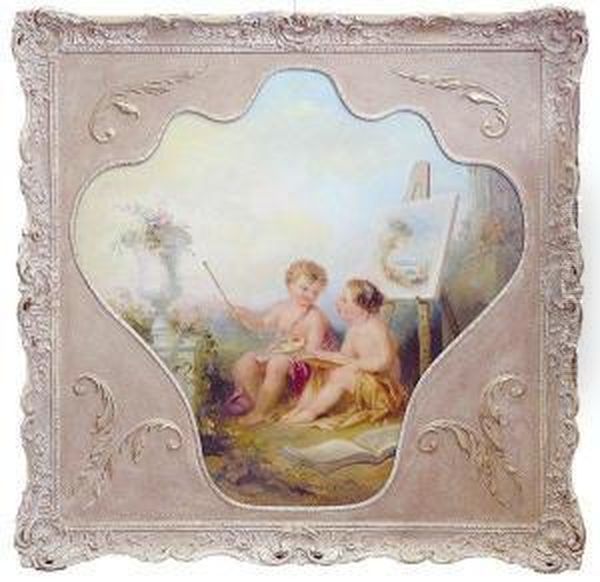 A Pair Of Painting Putti Oil Painting by Edmund Thomas Parris