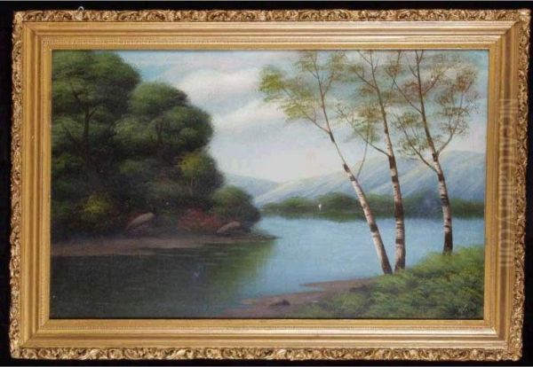River Landscape Oil Painting by William Frederick Paskell