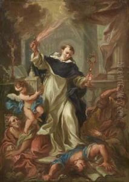 Saint Dominique Ecrasant Le Mal Oil Painting by Giuseppe Passeri