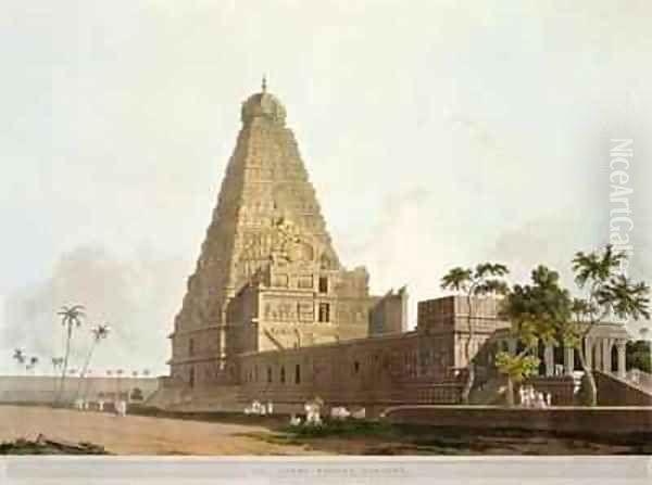 The Great Pagoda Tanjore Oil Painting by Thomas Daniell