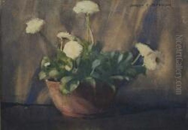 Still Life Of White Flowers Oil Painting by Hamish Constable Paterson
