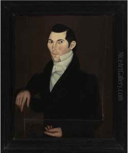 Portrait Of A Dark-haired Gentleman Oil Painting by Sheldon Peck
