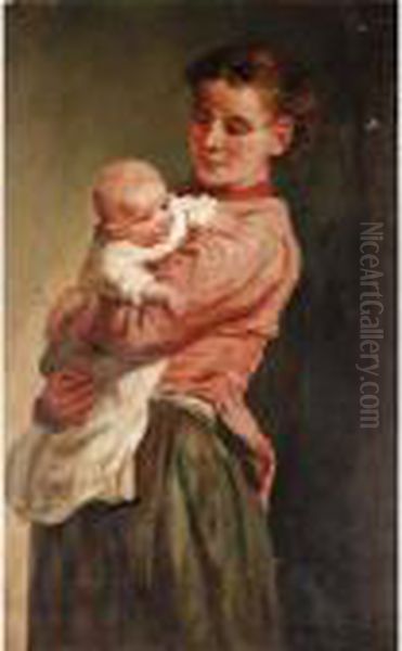 Mother And Child Oil Painting by John Thomas Peele