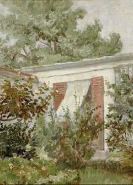 Paisaje Con Casa Oil Painting by Maximino Pena Y Munoz