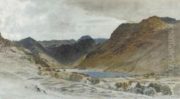 Buttermere, Cumberland From The 
Knotts Behind The Victoria Inn,looking South, Showing Honister Cragg And
 Fleetwith Oil Painting by Aaron Edwin Penley