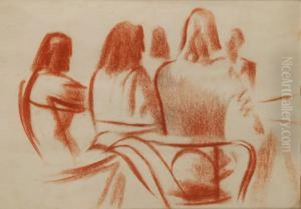 Al Caff  Oil Painting by Vittorio Petrella Da Bologna