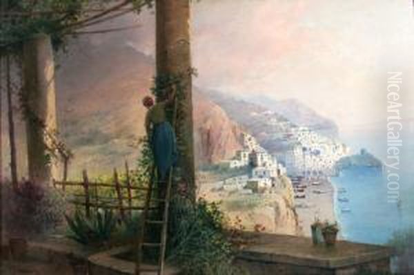 Dal Convento Dei Cappuccini Ad Amalfi Oil Painting by Salvatore Petruolo