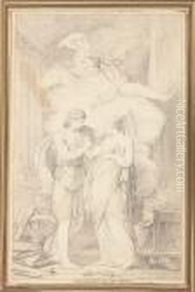 Une Allegorie De L'amour: Un Homme Offrant Un Coeur A Unefemme Oil Painting by Jean-Francois Pierre Peyron