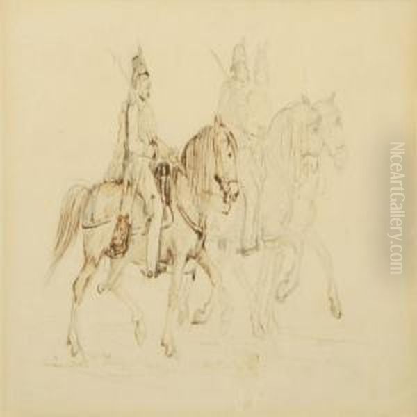 Dragoons Onhorseback Oil Painting by Theodor Philipsen