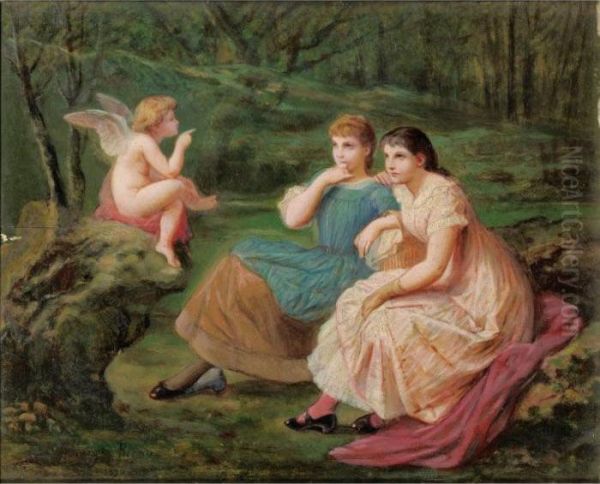 Le Discours De L'amour [ ; The Discourse Of Love ; Oil On Panel Signed And Dated 1890] Oil Painting by Henri Pierre Picou