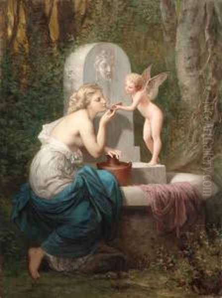 At The Fountain Oil Painting by Henri Pierre Picou