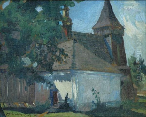 Stary Kosciol W Bialce Oil Painting by Jozef Pieniazek
