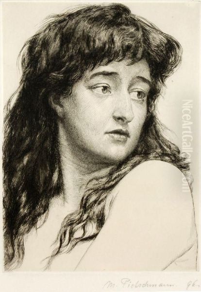 Portrait Einerjungen Frau Mit Offenem Haar Oil Painting by Max Pietschmann