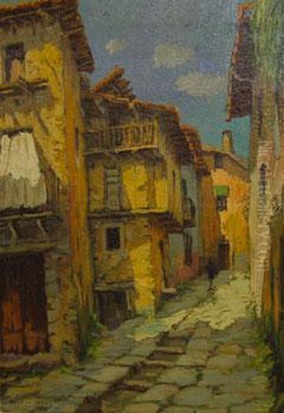 Calle Tipica De Berga Oil Painting by Francisco Planas Doria