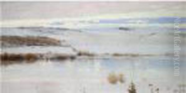 First Snow Oil Painting by Vasily Polenov