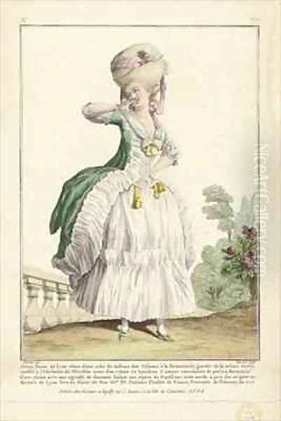Young Lady of Lyon in a taffeta Piedmontese dress Oil Painting by Claude Louis Desrais