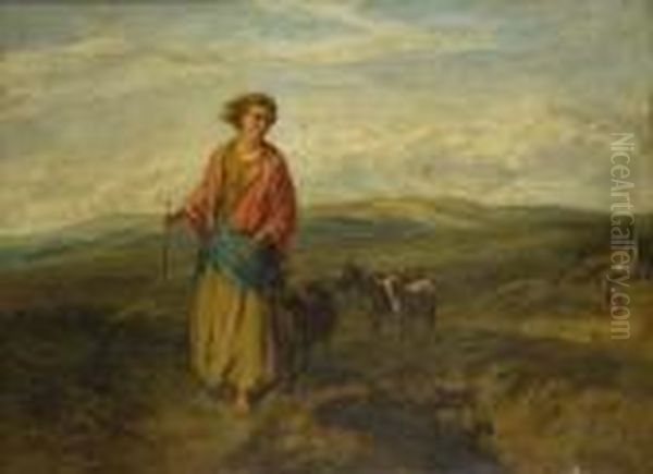Goat Girl Oil Painting by Paul Falconer Poole
