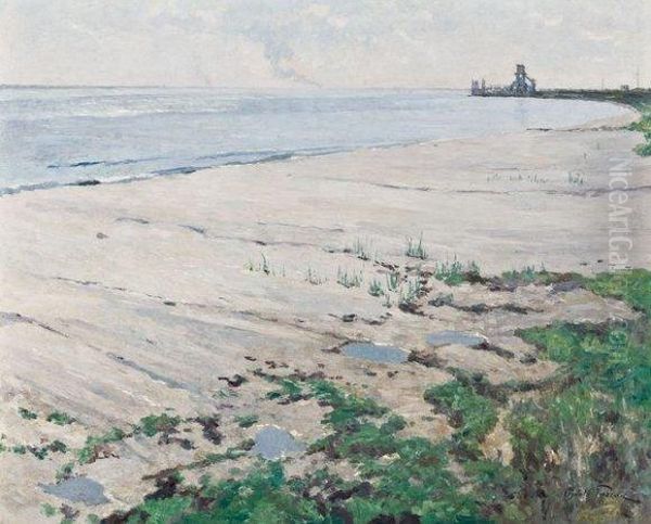 Plage Oil Painting by Oswald Poreau