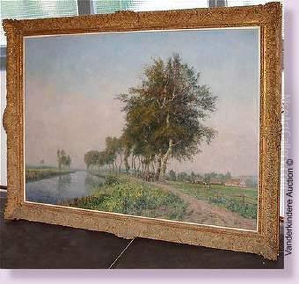 L'escaut A Orroir Oil Painting by Oswald Poreau