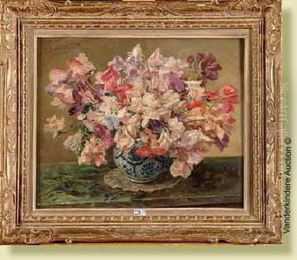 Pois De Senteur Oil Painting by Oswald Poreau
