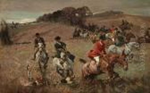 A Fox Hunt In The Midlands Oil Painting by Harold Septimus Power