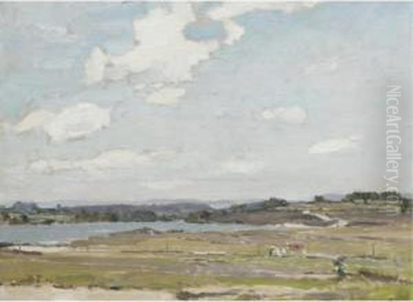 Linton Weir, Grassington Oil Painting by Bertram Walter Priestman