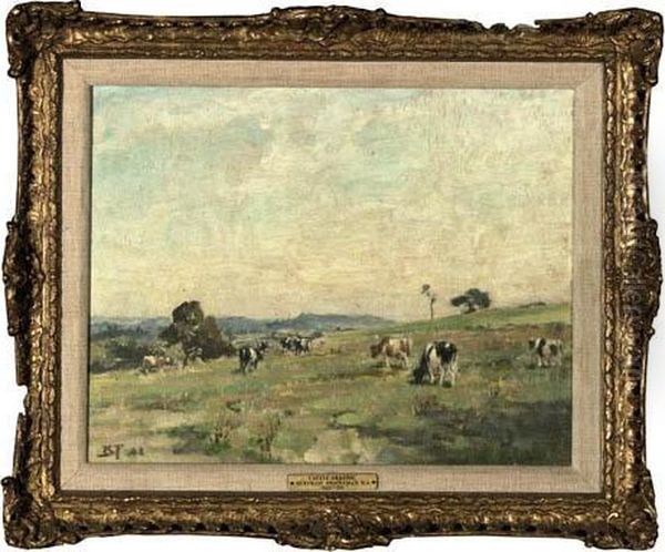 Cattle Grazing Oil Painting by Bertram Walter Priestman
