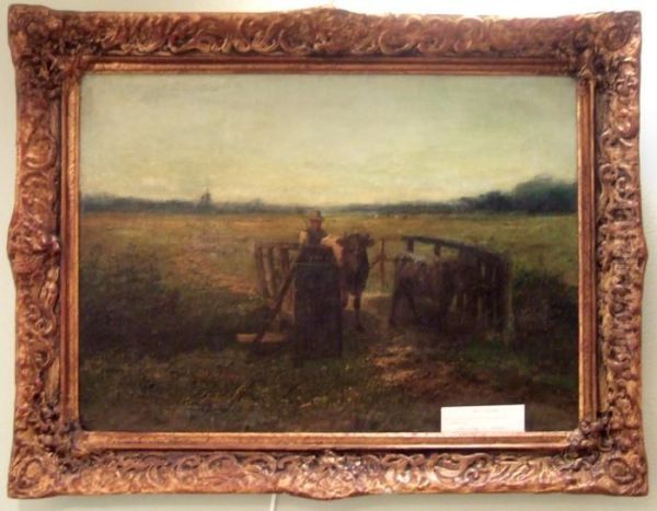 Landskapsscen Med Boskap. Oil Painting by Bertram Walter Priestman