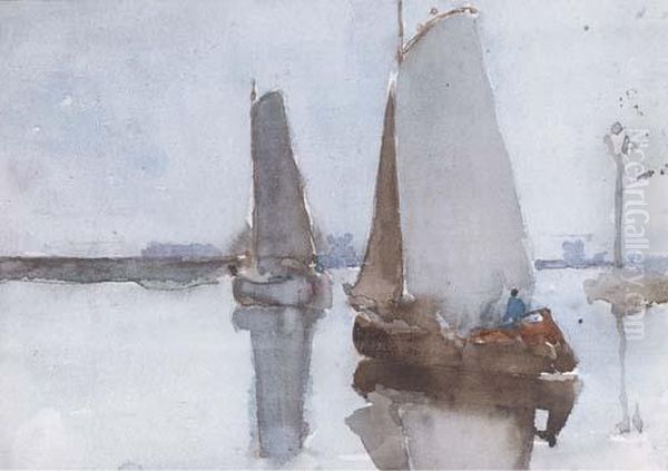 Running Up The Estuary Oil Painting by Bertram Walter Priestman