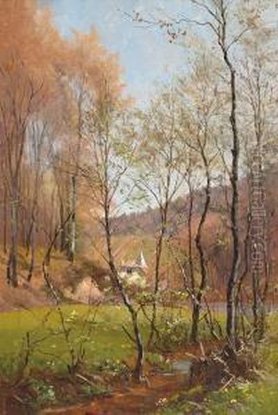 Paysage Avec Riviere Oil Painting by Victor Puhonny