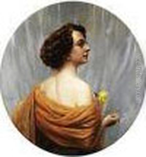 Portrait Einer Jungen Dame Mit Zigarette Oil Painting by Max Friedrich Rabes