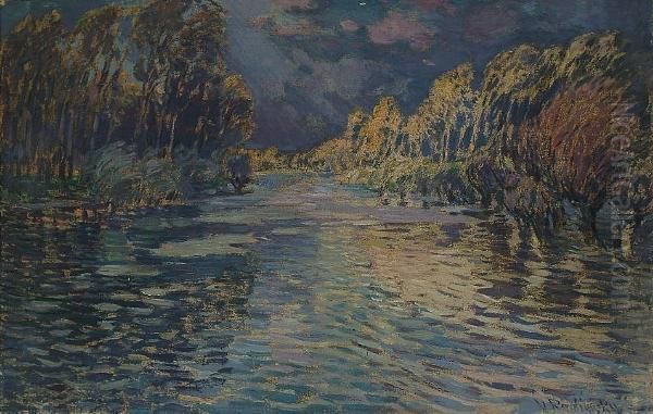 A Storm Oil Painting by Vaclav Radimsky