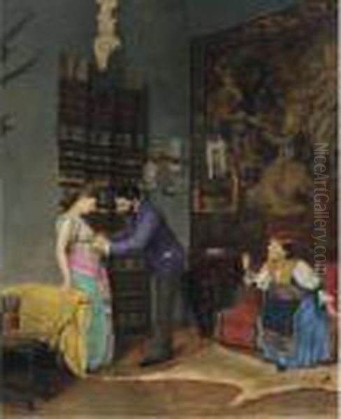 The Artist's Studio Oil Painting by Theodore Jacques Ralli