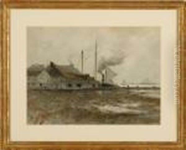 Harbor On A Gray Day Oil Painting by Henry Ward Ranger