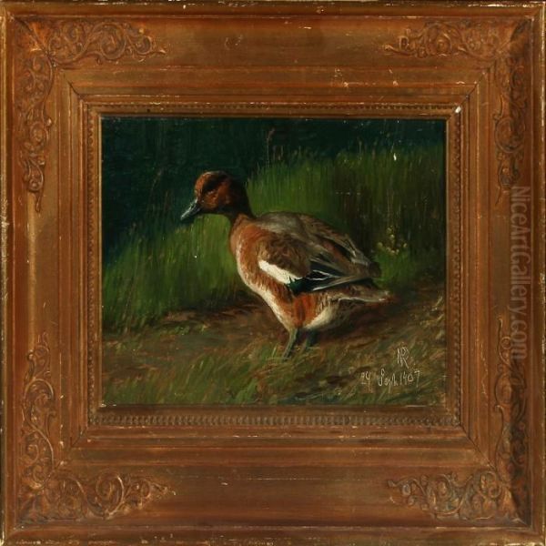 A Duck On Sunday The 24th Of September 1907 Oil Painting by Niels Peter Rasmussen