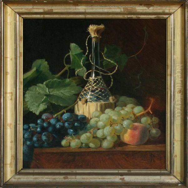 Still Life With A Wine Carafe And Fruit Oil Painting by Niels Peter Rasmussen