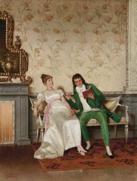 Scena Galante Oil Painting by Vittorio Reggianini