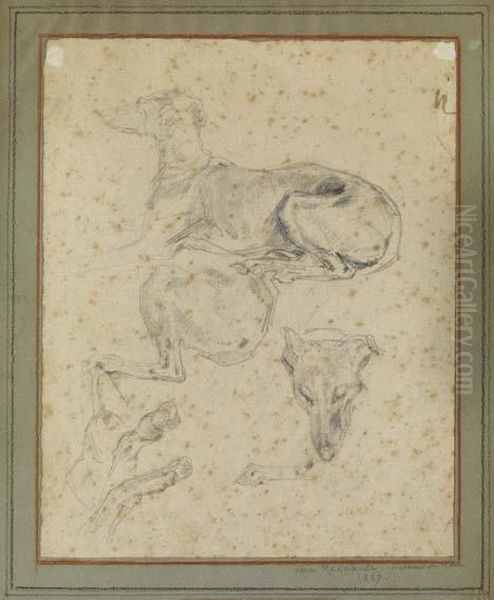 Levrette Oil Painting by Regnault Henri